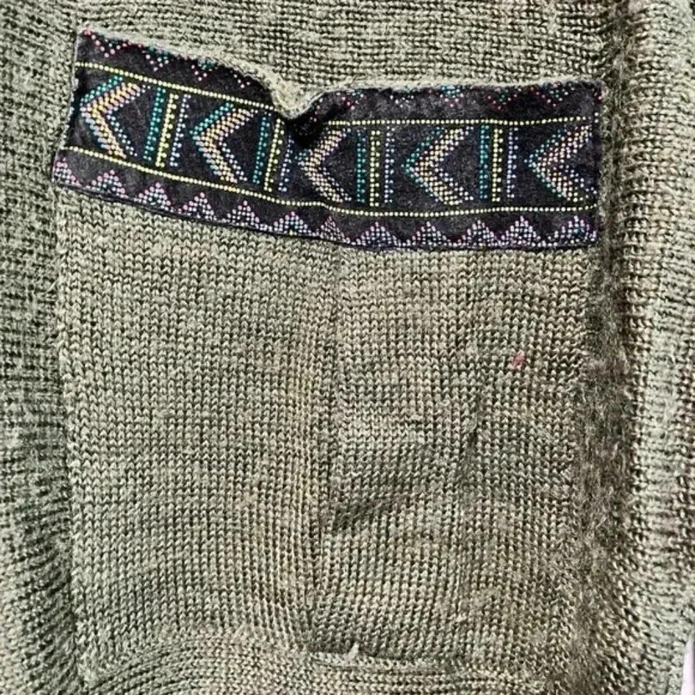 Orange Vintage Olive Green Knit Sweater - Size M - Picture 8 of 13
